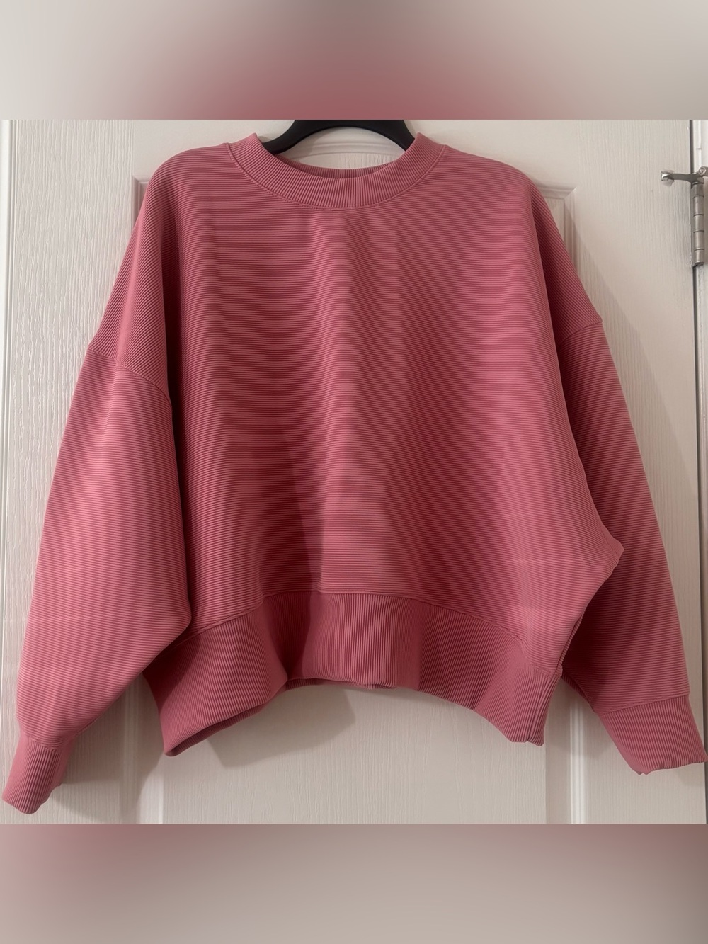 ZENANA Ribbed Lounge Set Dusty Rose Batwing Top Wide Leg Pants M NWOT - Picture 2 of 9